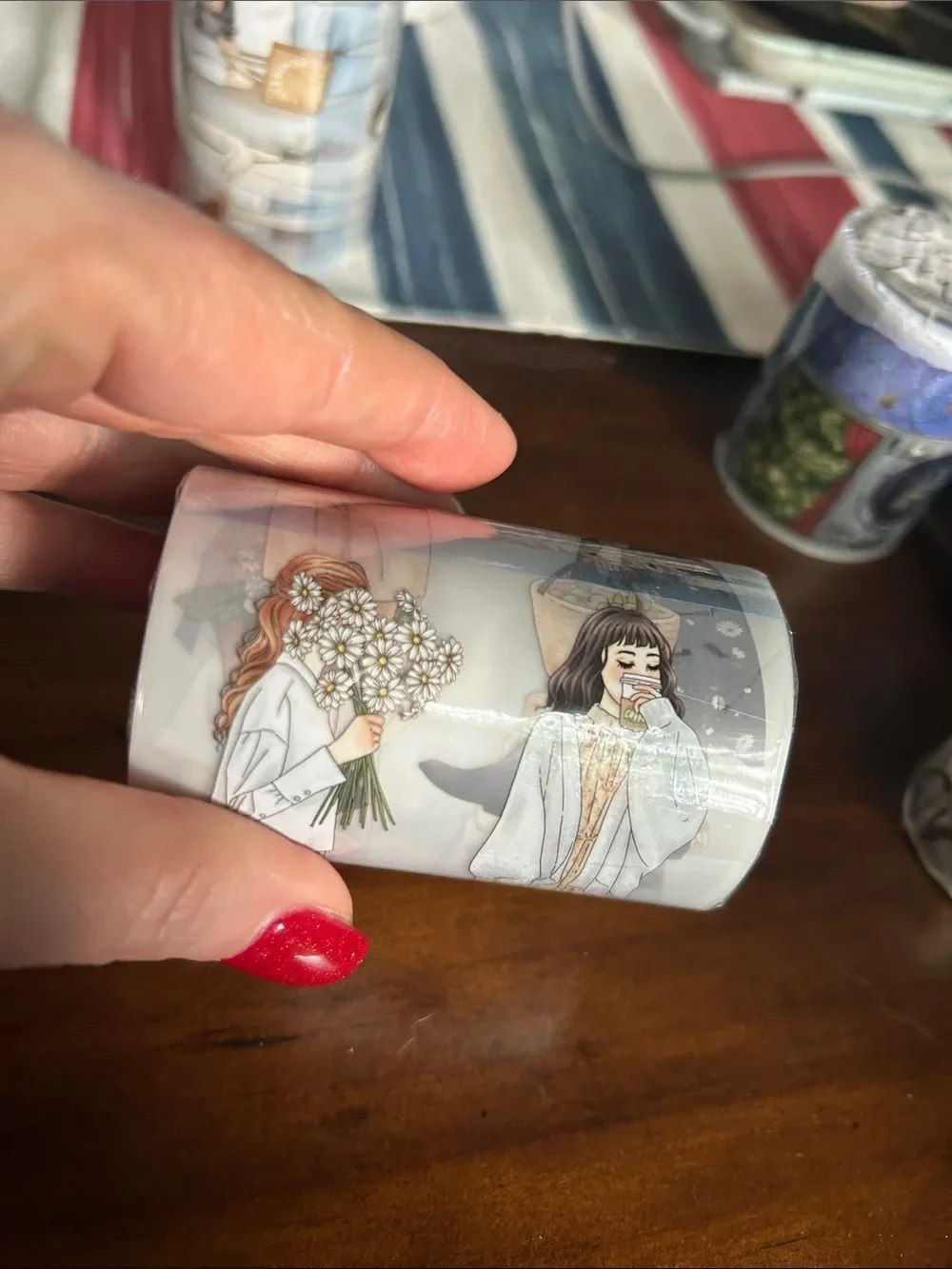 Decorative Woman Illustration Washi Tape - Beige